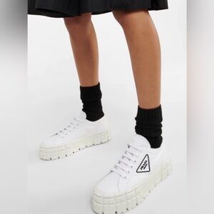 Prada White Chunky Platform Sneakers. 40.5